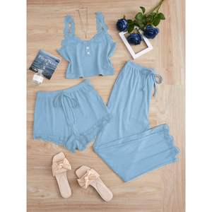 Ensemble pyjama d'été en modal pour femme, tenue de maison <span class=keywords><strong>sexy</strong></span> avec short et coussinets de poitrine, en tissu tricoté respirant – Nouvelle collection Pure Desire <span class=keywords><strong>Combi</strong></span> - Product Image 6