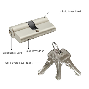 <span class=keywords><strong>Serrure</strong></span> cylindrique en laiton de 60 mm (30/30) à double ouverture centrale en forme de gourde <span class=keywords><strong>avec</strong></span> 3 clés standard pour serrures à mortaise de norme européenne - Product Image 4
