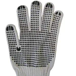 Guantes de algodón con puntos negros de PVC-Guante de punto de hilo Natural | Guantes de trabajo de uso general