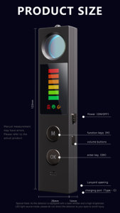 เครื่องตรวจจับกล้องแอบถ่ายอเนกประสงค์ Vodasafe ป้องกันการสอดแนม ตรวจจับสัญญาณ RF แม่เหล็ก GPS สำหรับโรงแรม การเดินทาง ความเป็นส่วนตัว และความปลอดภัย - Product Image 6