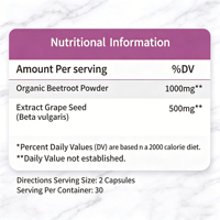Complément Alimentaire Marque Blanche : Capsules de Betterave et de Pépins de Raisin (60 unités) – Favorise la Tension Artérielle et la Santé Cardiovasculaire