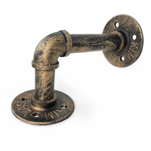Supporti per Mensole in Tubo Metallico Stile Industriale, Finitura Oro Antico, Montaggio a Parete - Product Image 3