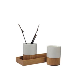 Bamboo And White Porcelain Tea Set Mugs With Lid For Tea Coffee Gift Use 0.25L Chongqing Origin Solid Pattern Open Design - Product Image 5
