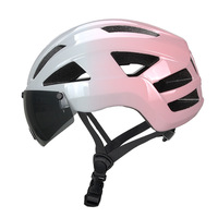 Casques de vélo de montagne et de route unisexes colorés et portables avec lumières LED, lunettes magnétiques et feu arrière