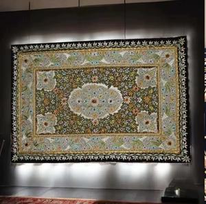 Tapis de bijoux, artisanat traditionnel du Cachemire, décoration murale, broderie dorée Zardozi sur tissu, œuvre d'art - Product Image 3
