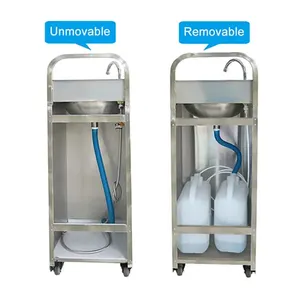 Stainless Steel Unmovable Foot Pedal Foot Operated Mobile Hand Wash Sink Portable Sink Wash Hand Cabinet