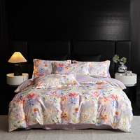 Ensemble de literie ChamXue, housse de couette, drap plat, taies d'oreiller, satin jacquard, ensemble de 4 pièces, style européen haut de gamme, motif floral