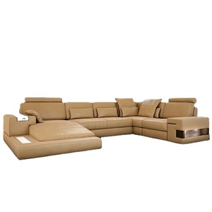 <span class=keywords><strong>Divano</strong></span> a forma di U di lusso in vera pelle stile europeo nuovi disegni per mobili da soggiorno appartamento - Product Image 1