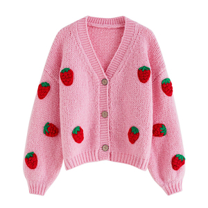 High Quality Fashion Custom Warm Sweet Button V Neck Dropped Shoulder Knit <strong>Cardigan</strong> <strong>Women's</strong> Sweater Autumn Winter Wear - Product Image 1