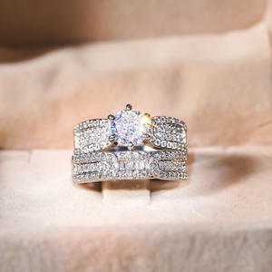 Conjunto de Joyería Nupcial T0530 Crown, Oro Sólido de 18K, Corte Brillante Redondo, Engaste de Diamantes, Joyería Fina para Boda de Mujer - Product Image 5