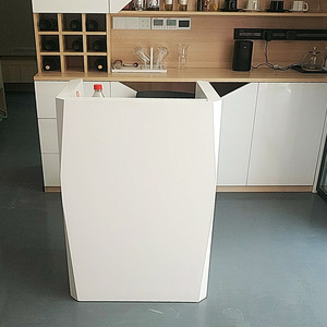 Mini table <span class=keywords><strong>de</strong></span> réception moderne bon marché Comptoir <span class=keywords><strong>de</strong></span> réception 80cm en bois blanc Petite réception à vendre - Product Image 3