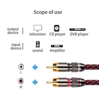 Câble YYTCG plaqué or 2 RCA mâle-mâle, cuivre pur OFC, gaine PVC noire, tressé en coton, pour lecteur DVD, microphone, haut-parleur