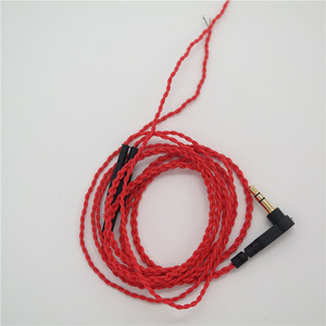 Cable trenzado para auriculares MP3 de 120 cm, conector en ángulo de 3.5 mm, cable de audio de cobre trenzado rojo para productos semiterminados DIY - Product Image 1