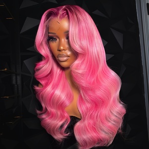 Perruques Lace Front Body Wave en Cheveux Humains Vierges Bruts Pré-Pluckées Rose Highlight Sans Colle pour Femme - Product Image 4