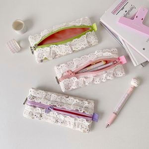 Simple Cosmetic Storage Bags Student Women School Office <b>Makeup</b> Lace Pencil Case Pouch - Product Image 4
