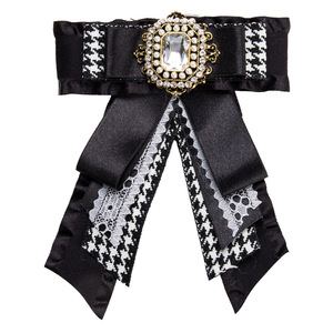 Jachon Fashion perle multicouche gros grain dentelle nœud broche strass diamant nœud de cou nœud papillon nœud papillon pour filles - Product Image 1