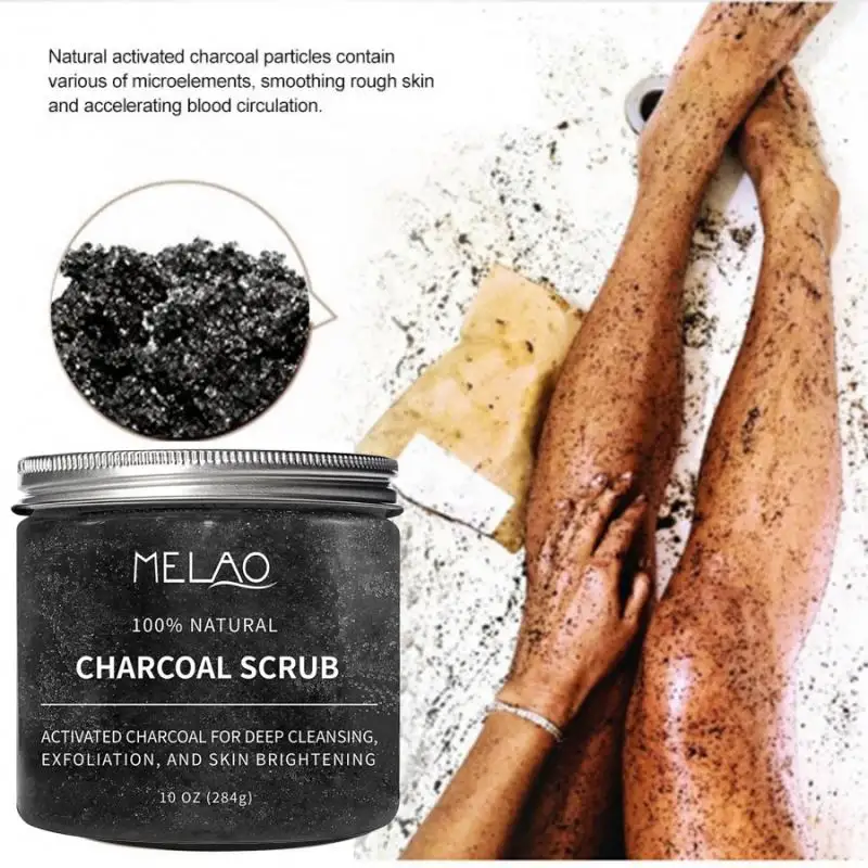 Natural Activated Charcoal Exfoliating Scrub Salt Body Face Dead Skin Remover Deep Clean Scrub Facial