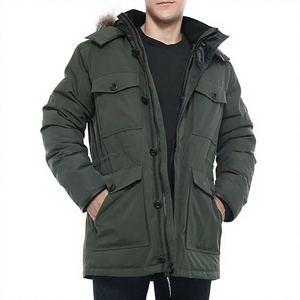 <b>Men's</b> <b>Winter</b> <b>Parka</b> Jacket Hooded Windproof Down <b>Coat</b> Stand Collar Utility Pocket Outerwear - Product Image 3