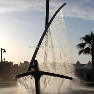Customized Outdoor Large Garden Sculpture Boat Fountain Metal Stainless Steel Water Fountaim Sculpture