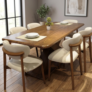 Ensemble de table à manger indonésienne minimaliste moderne avec texture en bois de teck naturel, prêt à assembler - Product Image 2