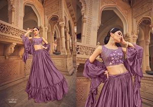 ชุดใส่ไปงานปาร์ตี้คุณภาพเยี่ยมงานปักผ้าชินอน Lehenga Choli พร้อม Dupatta Lehenga Choli สำหรับผู้หญิงแต่งงานแบบอินเดีย - Product Image 4