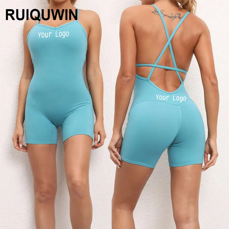 Ruiquwin OEM Sexy Backless Thể Thao Jumpsuit Phụ Nữ Yoga Phù Hợp Với Tập Thể Dục Phụ Nữ Phòng Tập Thể Dục Tập Thể Dục Tập Thể Dục Thể Thao Yoga Quần Short