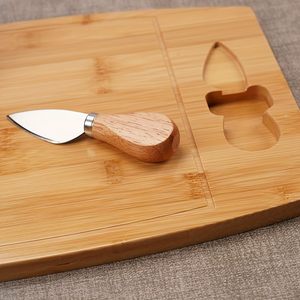 Juego de tabla de quesos de bambú con cuchillo y tenedor de 40x25x1.4 cm para uso doméstico y portátil - Product Image 3