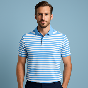 Hot Selling Breathable Knitted Fabric Plus Size Design Men's Striped POLO Shirts Customizable Logo