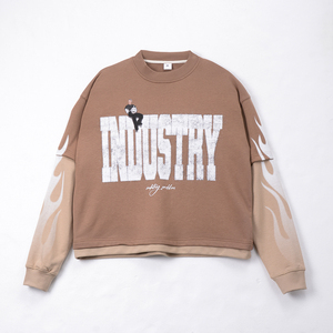 Benutzer definierte Herren Baumwolle Übergroßes T-Shirt Säure gewaschen Doppels chicht Langarm mit Vintage Grafik DTG Druck <span class=keywords><strong>Solid</strong></span> Pattern - Product Image 3