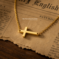 Collier minimaliste en acier inoxydable plaqué or 18 carats avec croix et zircon, design géométrique tendance, chaîne à maillons, cadeau unisexe pour la vie quotidienne