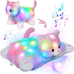 Peluche de perro de arco iris de 16 pulgadas personalizado, almohada 2 en 1 con luz LED Musical, suave, para cantar, gato - Product Image 3