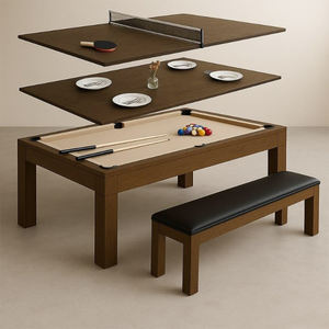 <span class=keywords><strong>Mesa</strong></span> de Billar 4 en 1 con Banco Acolchado, Pizarras Naturales de 25 mm, Billar Americano de Lujo Moderno con Pizarra de Madera Sólida - Product Image 1