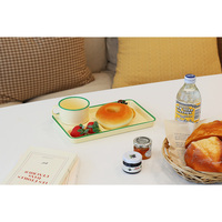 [AWAKEN SENSES] Ensemble de brunch Avocado Rim, 6 pièces, assiettes à dîner pour enfants, mélamine écologique, forme de maison, résistant à la chaleur