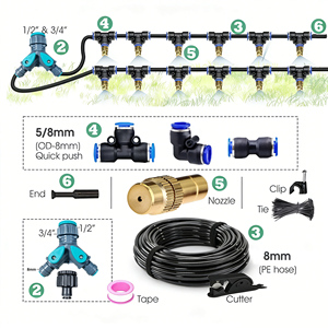 Kit d'atomiseur réglable en laiton pour jardin extérieur 5-30m, haute pression, tuyau 8mm, système d'humidification et d'arrosage pour pelouse - Product Image 2