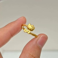 Bague ouverte en cuivre plaqué or Hello Kitty classique et mignonne - Design nœud de dessin animé, bijoux pour femme, pour mariage, usage quotidien, cadeau, assortiment décontracté