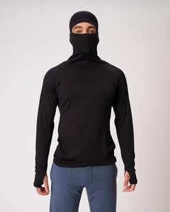 Men's Lightweight Merino Wool Active Hoodie <strong>with</strong> Mask Merino Wool <strong>Jumper</strong> Pullover Sweat <strong>Shirt</strong> Designed for Running - Product Image 6