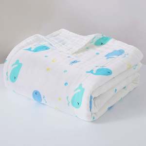 Couverture d'emmaillotage pour bébé en mousseline unisexe douce, 6 couches de gaze, serviette de bain, coton tricoté avec technique de tissage, motif de dessin animé - Product Image 1