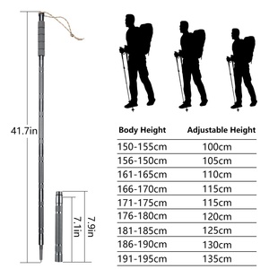 Bastone da <span class=keywords><strong>Trekking</strong></span> Leggero in Alluminio per <span class=keywords><strong>Uomo</strong></span> e Donna, Multifunzionale, Smontabile, con Punta in Ferro, Pieghevole - Product Image 2