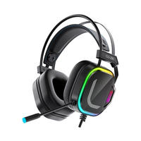 Headphone Berkabel Over-ear dengan Active Noise Cancellation (ANC), Bass Boost, Mikrofon, Efek Cahaya Warna-warni, untuk PS4, Musik, DJ, AAC, Dynamic