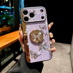 Funda de Teléfono con Diseño de Mariposas y Flores, Textura de Concha, Estilo Lujoso, Brillante, Resistente a Impactos, para iPhone 17/17air/17pm/17pro - Product Image 6