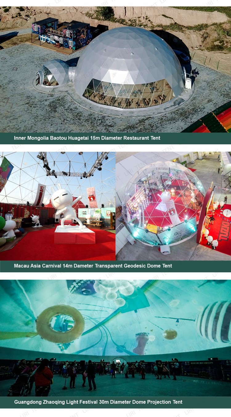 Steel Frame PVC Cover Geodesic Dome Tent Ball shape For 360 Projection