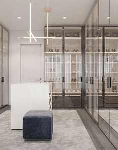 Armoire moderne de luxe avec cadre en aluminium et porte en verre, organisateur de vêtements, armoire en bois, meubles de chambre à coucher, dressing - Product Image 4