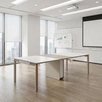 Table de conférence moderne en panneau MDF E1, bureau de salle de réunion avec bordure en PVC de 2 mm, résistant aux rayures, petite table de salle de réunion