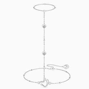 Gemnel <span class=keywords><strong>Pulsera</strong></span> <span class=keywords><strong>de</strong></span> Cadena <span class=keywords><strong>de</strong></span> Mano con Corazón <span class=keywords><strong>de</strong></span> <span class=keywords><strong>Plata</strong></span> <span class=keywords><strong>de</strong></span> Ley 925, Bañada en Oro <span class=keywords><strong>de</strong></span> 18K, Ajustable, con Anillo y Corazón Delicado - Product Image 5