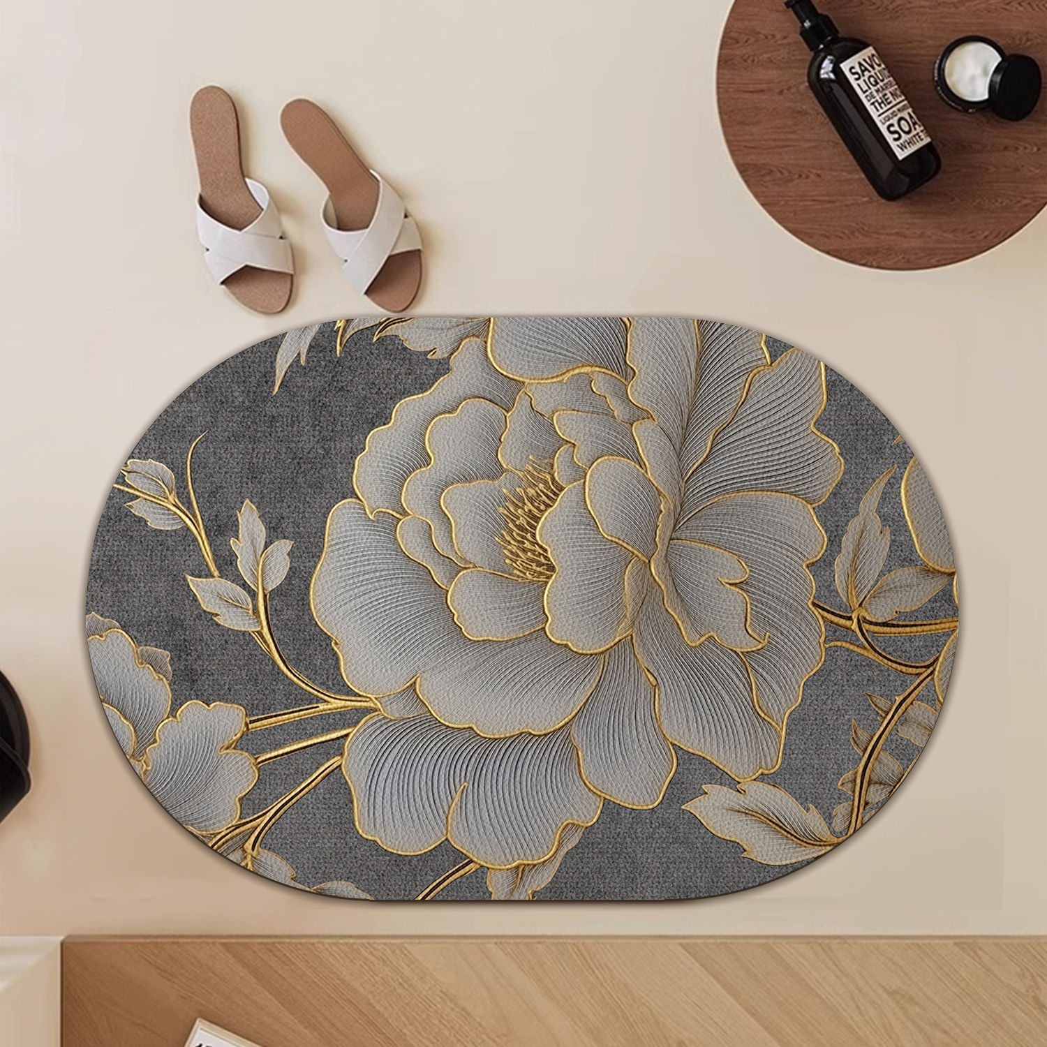 Dark Leaf Light Bamboo Oval