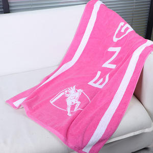 Serviette de sport en coton jacquard 50x100cm, séchage rapide, couleur unie, rectangulaire, rose, logo personnalisé, grande taille adulte - Product Image 3