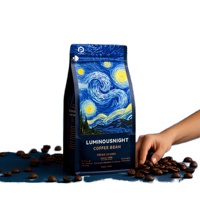 Bolsa de Café con Diseño Personalizado de la Noche Estrellada, Sellado de Ocho Lados, Cierre Hermético, Válvula de Desgasificación Unidireccional, Fondo Plano
