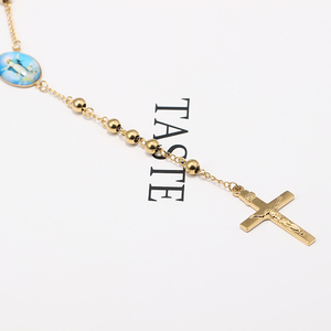 In <span class=keywords><strong>acciaio</strong></span> <span class=keywords><strong>inox</strong></span> laminato oro rosario religioso vergine de Guadalupe collana dei monili, nostra signora di Guadalupe pendente - Product Image 4