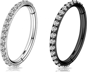 ASTM <span class=keywords><strong>F</strong></span>-136 G23 titan zirconia Studded bản lề phân khúc daith Clicker nhẫn với CNC Set CZ paved mũi Bông tai - Product Image 3