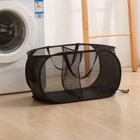 Panier à linge pliable en maille, 3 sections, pour tri des vêtements sales, bac de rangement pliable